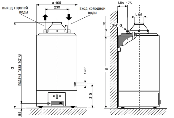 Водонагреватель газовый накопительный Ariston SGA 150 л Водонагреватель газовый накопительный Ariston SGA 150 л