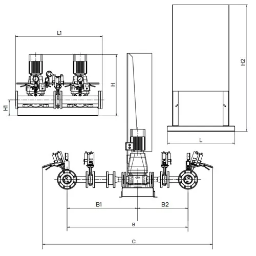 Насосная станция CNP PFFS2 CDM42-3-2S16S CDM3-10 поверхностная, корпус - чугун, мощность одного насоса - 11кВт, 380В