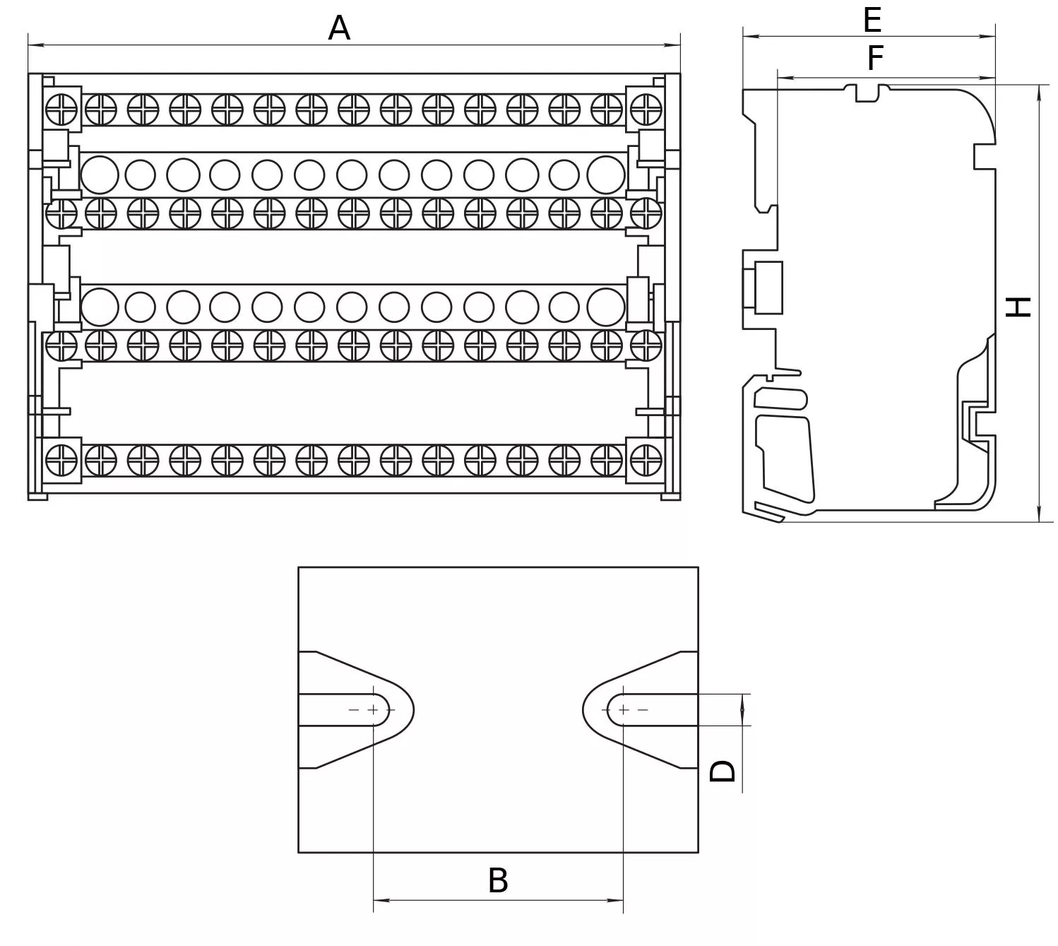 Шины на DIN-рейку ЭРА NO-224-15 в корпусе кросс-модуль ШНК 4х7 3L+PEN, количество полюсов - 4, количество зажимов на полюс - 7 Б0043933