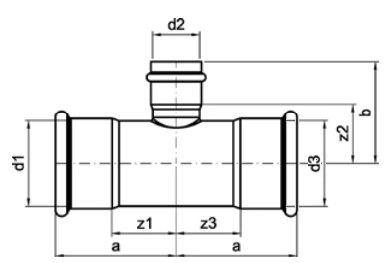 Тройник SANHA 9130 Дн54x35x54 Pу16 ВПр, переходной, из нержавеющей стали