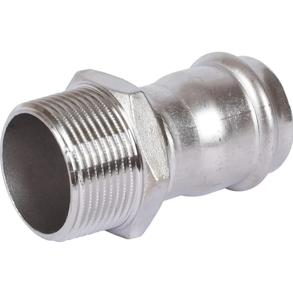 Муфта Sanha NiroSan 9243G Дн22x1/2″ Ру16 переходная, прессовая, ВПр-НР, корпус - нержавеющая сталь