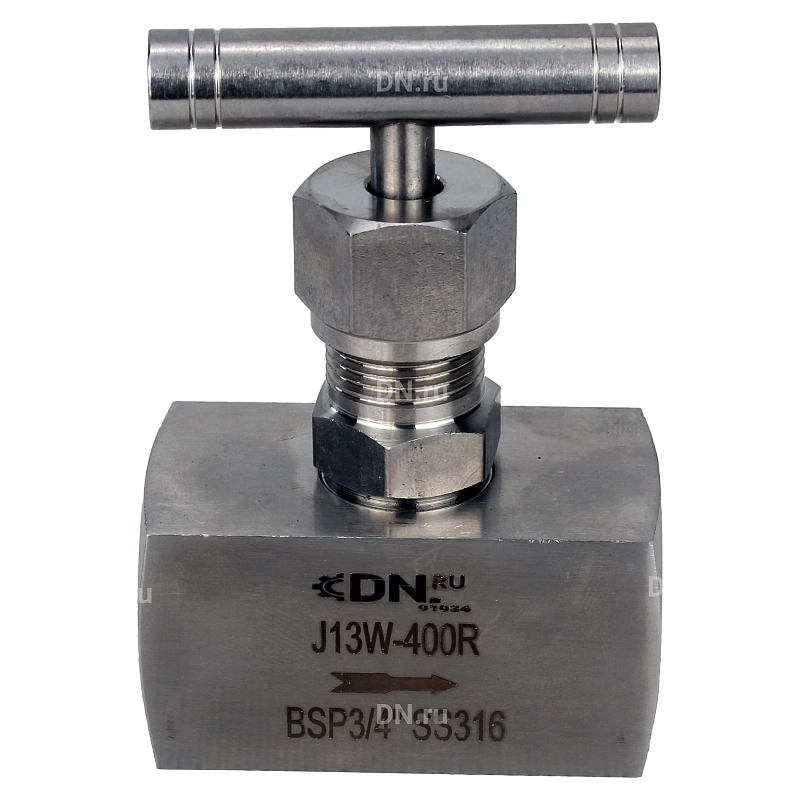 Клапан игольчатый VN3232M-T-Ht 3/4″ Ду20 Ру400 резьбовой, корпус - нержавеющая сталь 316, уплотнение - металл, с Т-образной рукояткой