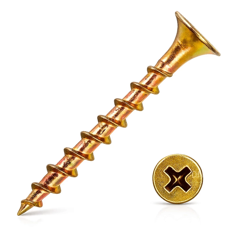 Саморез ZITAR СГД ПСМ 3.5х35мм (17кг), головка - потайная, диаметр - 3.5мм, длина - 35мм, материал - углеродистая сталь, покрытие - желтый цинк, фасовка - 17кг